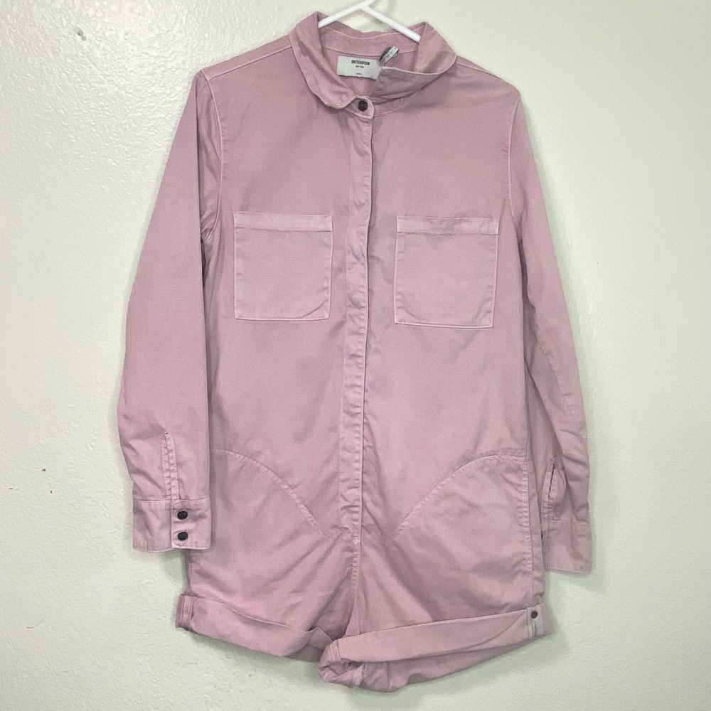One Teaspoon Prophecy Romper Pink Cotton Utility Button Front Womens Size Small - Picture 4 of 12